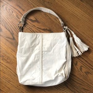 White faux leather shoulder bag